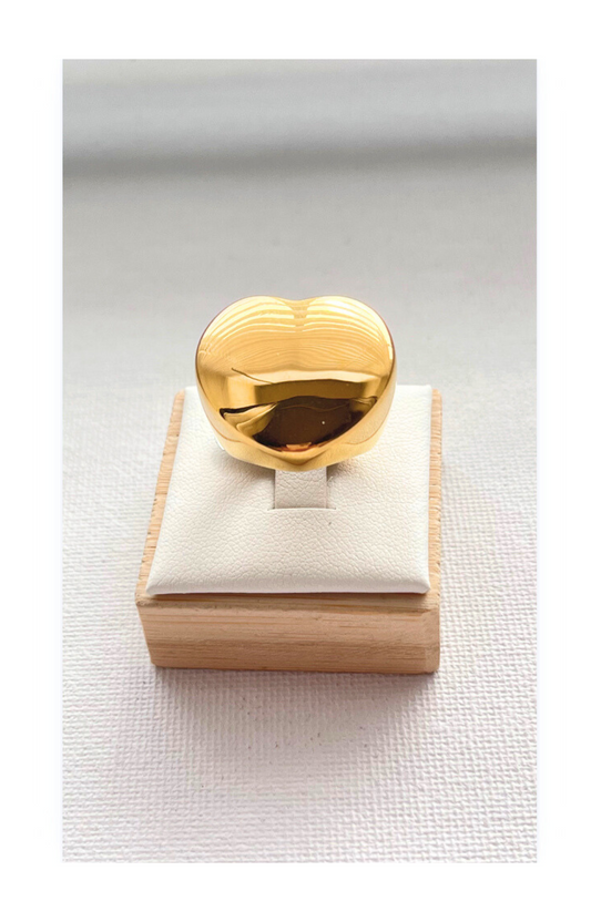 Heart-shaped plated in 14k gold over stainless steel ring