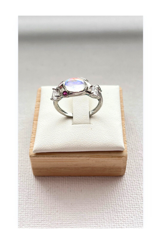 Fashionable Oval Zircon Inlay Open Ring