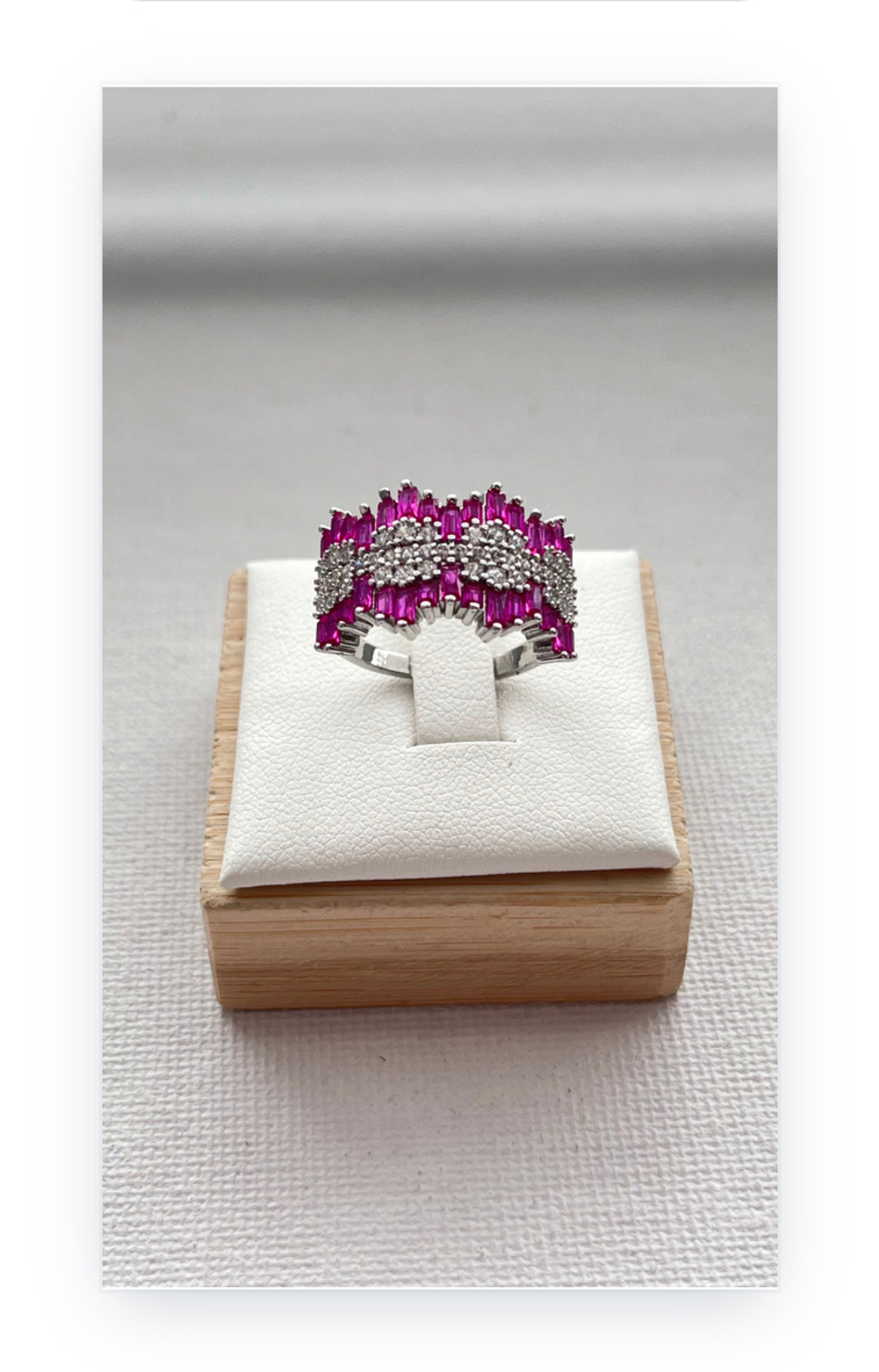 Adjustable Silver-Plated Open Ring with Zircon Inlays
