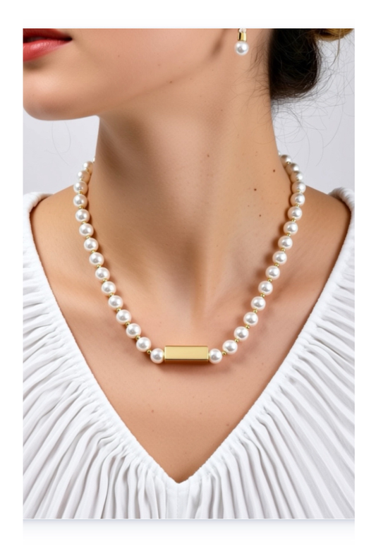 Stainless steel 14k gold plated Pearl Imitation Necklace