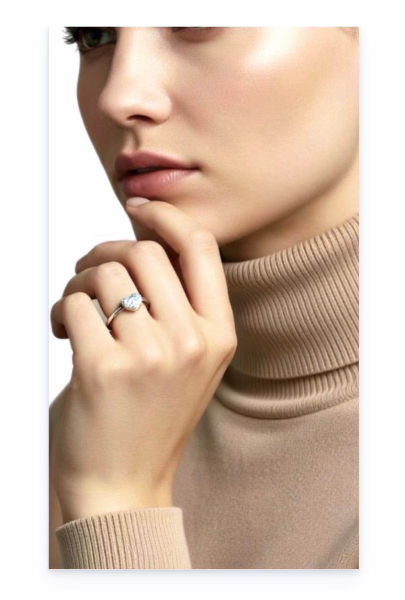 Sterling silver heart -shaped ring