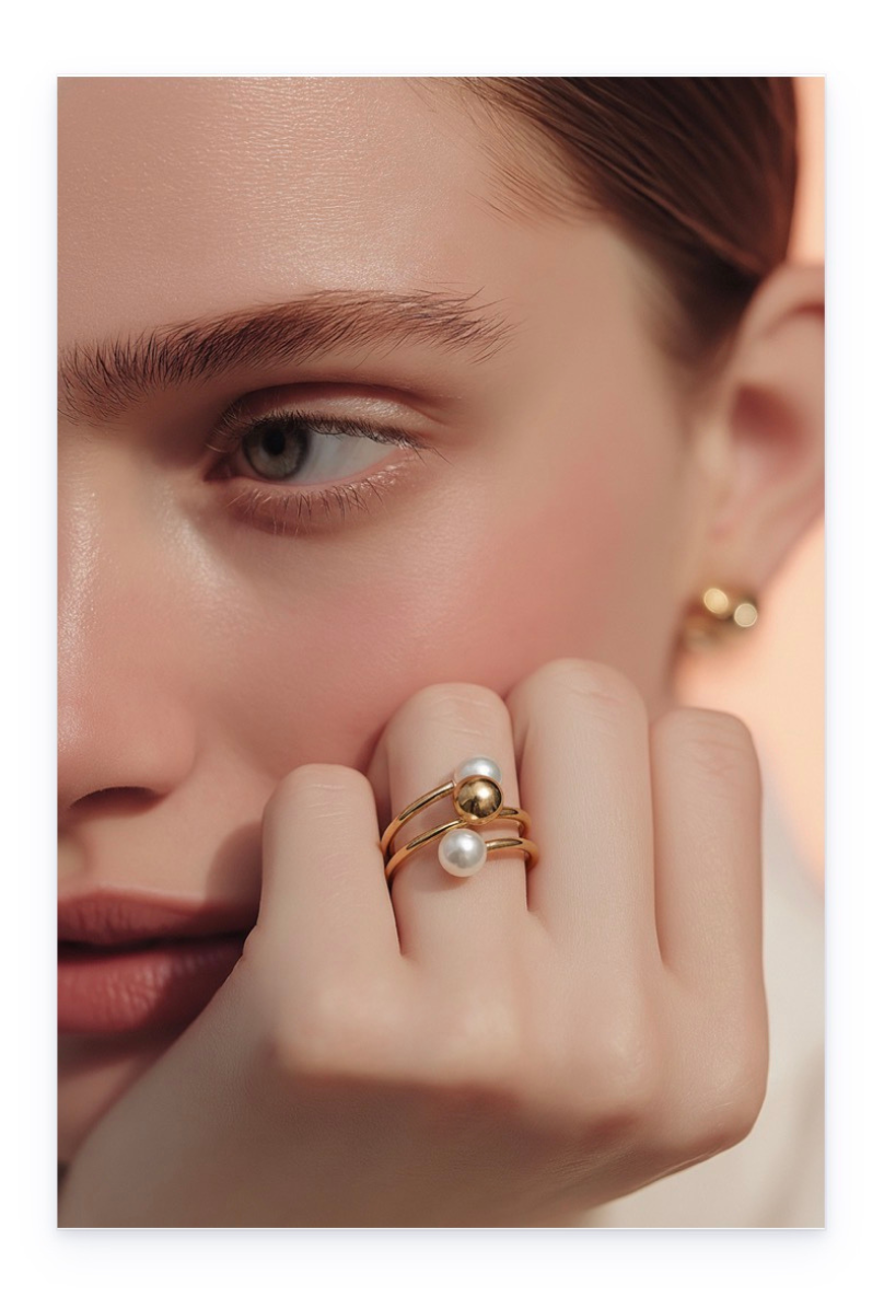 Doble circle 14k gold plated, stainless steel ring