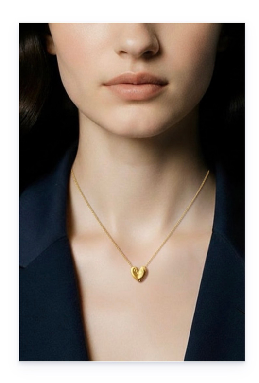 Sterling Silver Cable Chain Necklace with Heart Charm