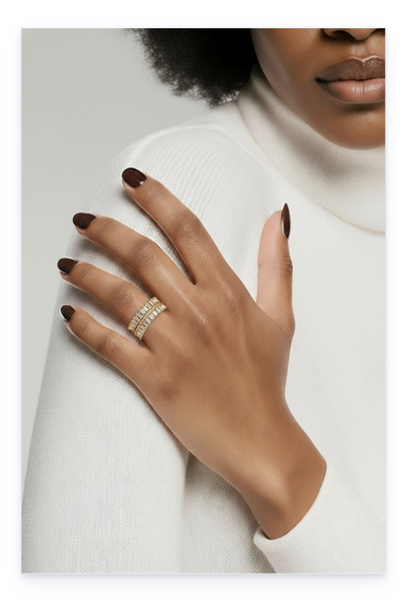 18K Gold-Plated Ring, Copper with White Crystal Adornment