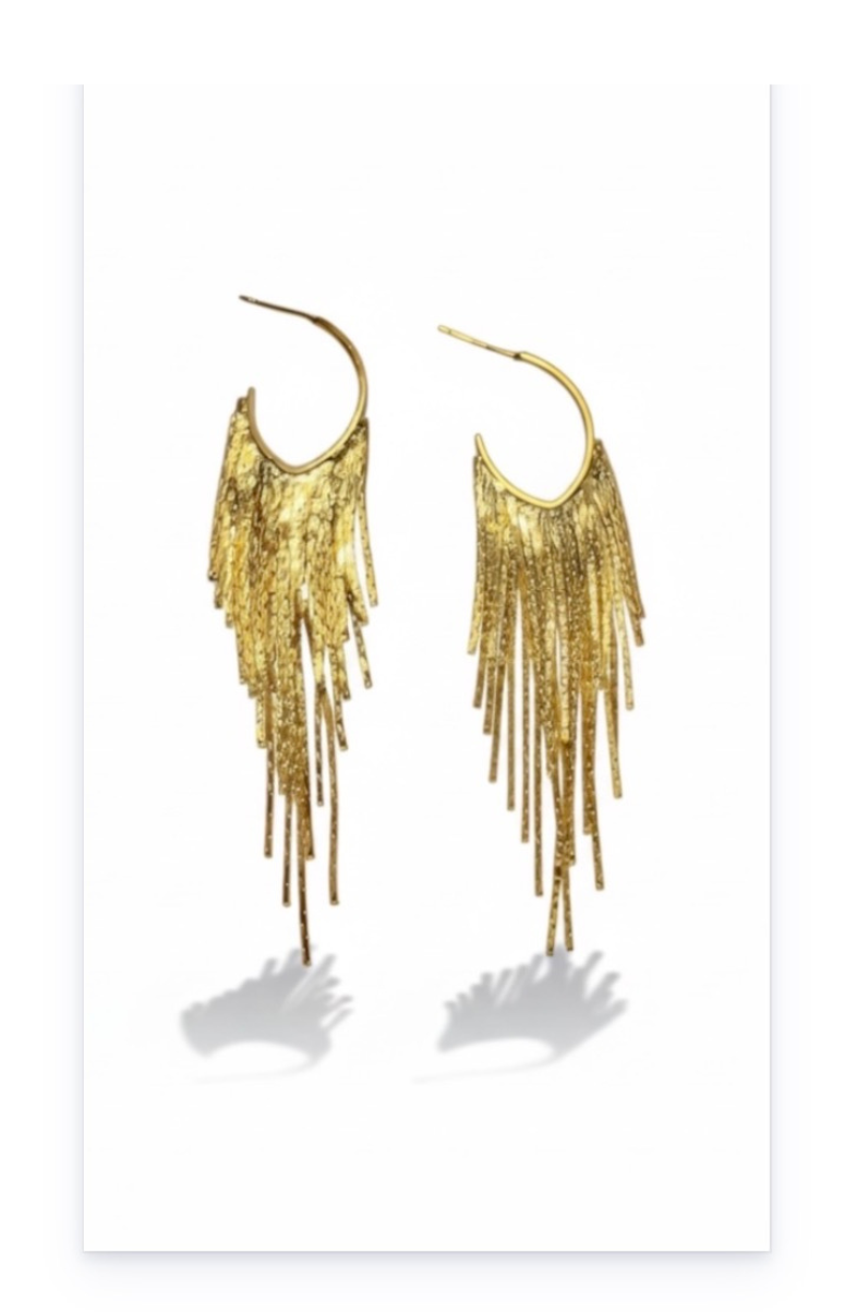 Long earrings plated in 18k gold, copper