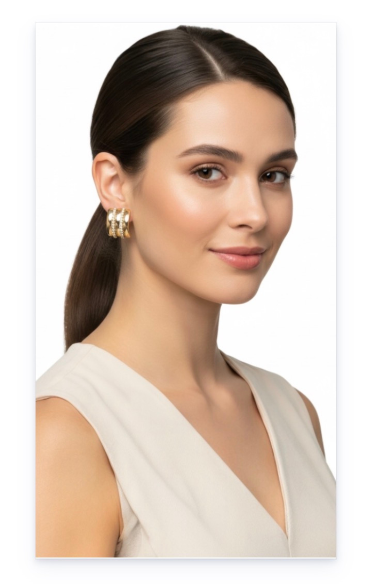 18K Gold plated ear stud earrings