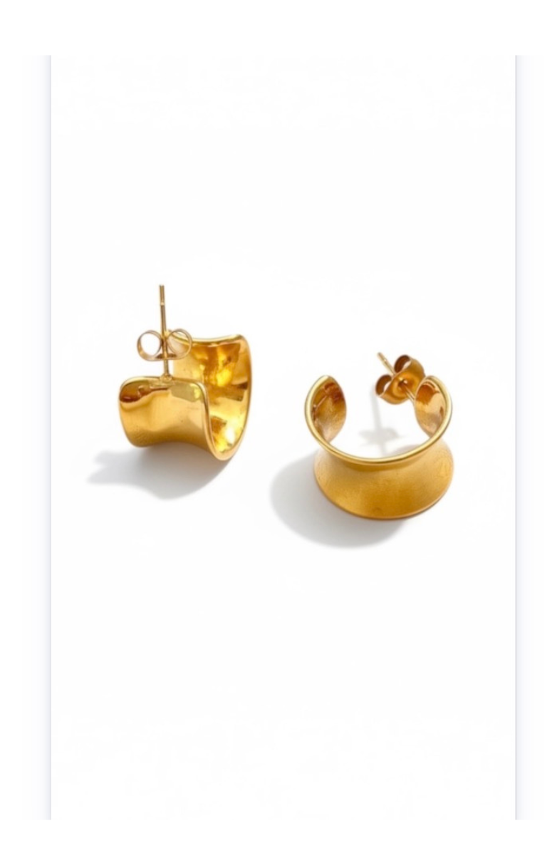 14K Gold-Plated Hoops - Polished Stainless Steel Ear Studs