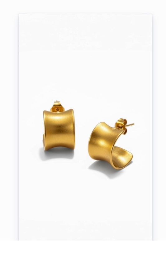 14K Gold-Plated Hoops - Polished Stainless Steel Ear Studs