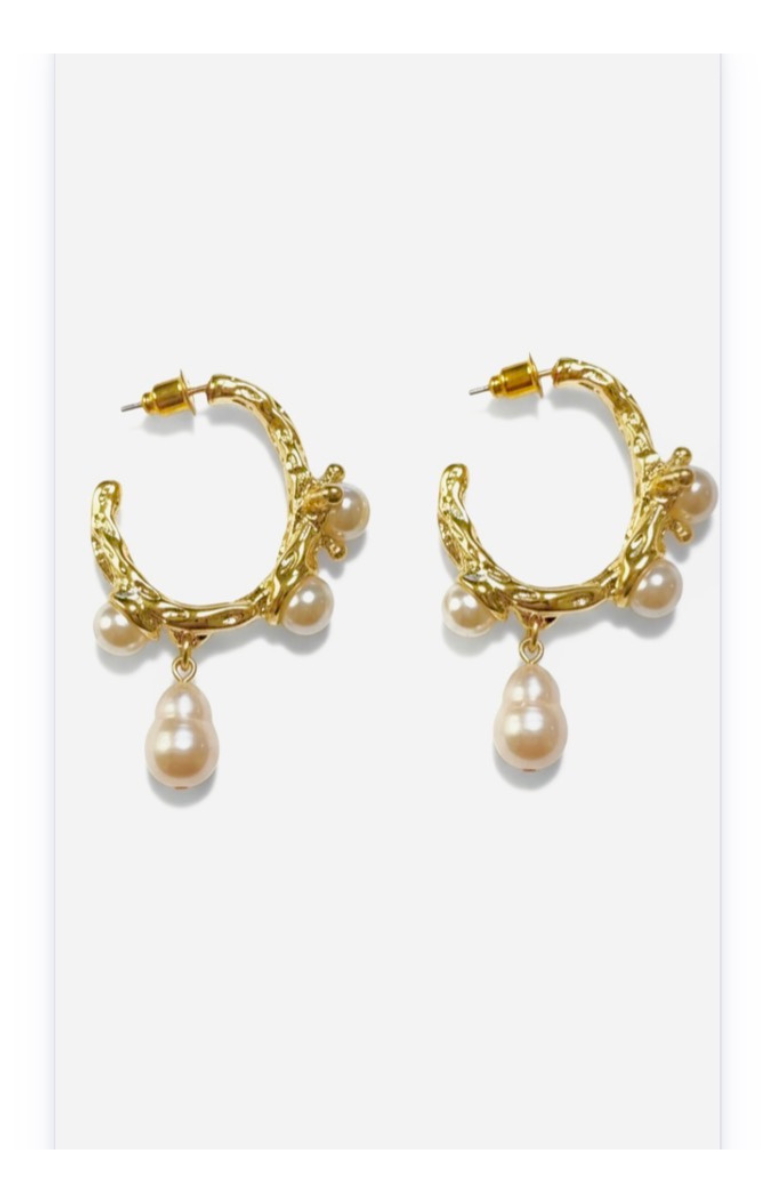 18K Gold Plated Stainless Steel River Pearl Earrings