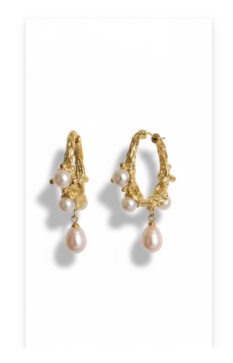 18K Gold Plated Stainless Steel River Pearl Earrings