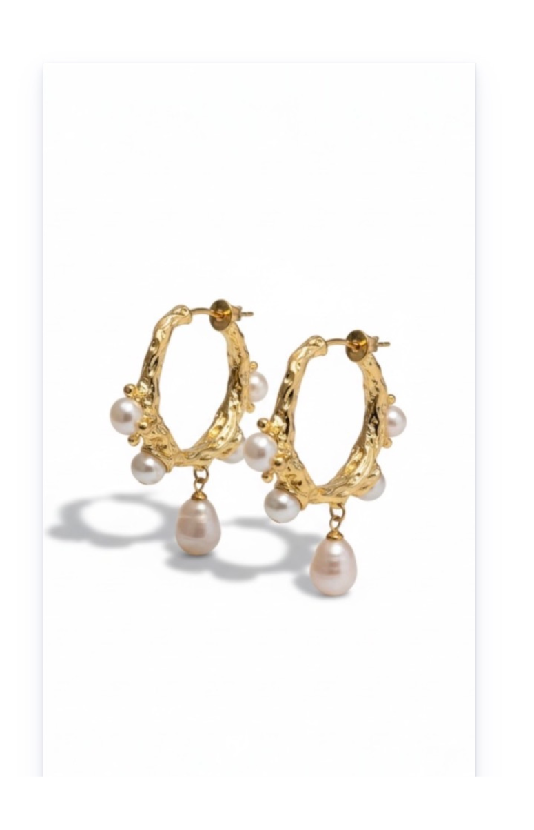 18K Gold Plated Stainless Steel River Pearl Earrings