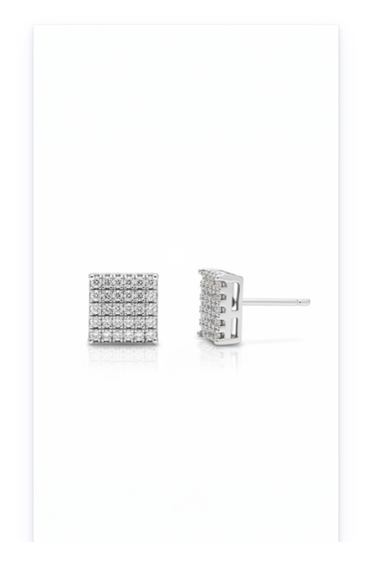 Elegant Silver plated zircon inlay stud Earrings