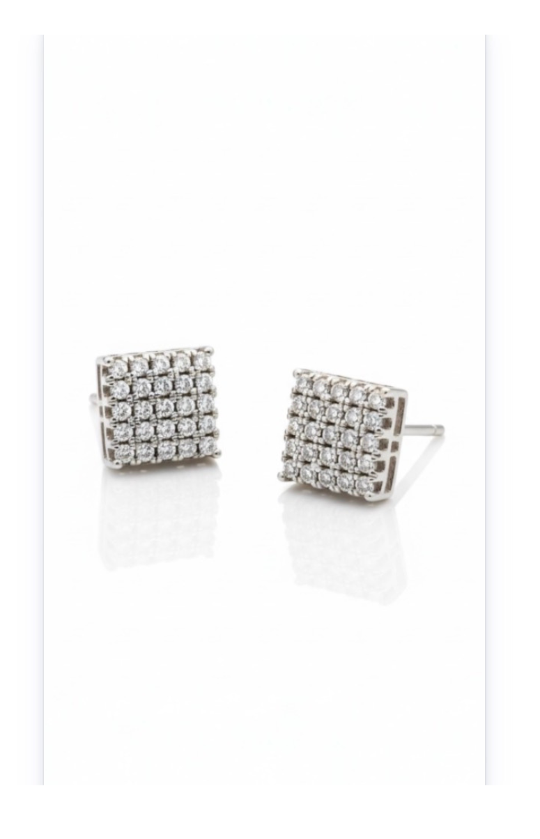Elegant Silver plated zircon inlay stud Earrings