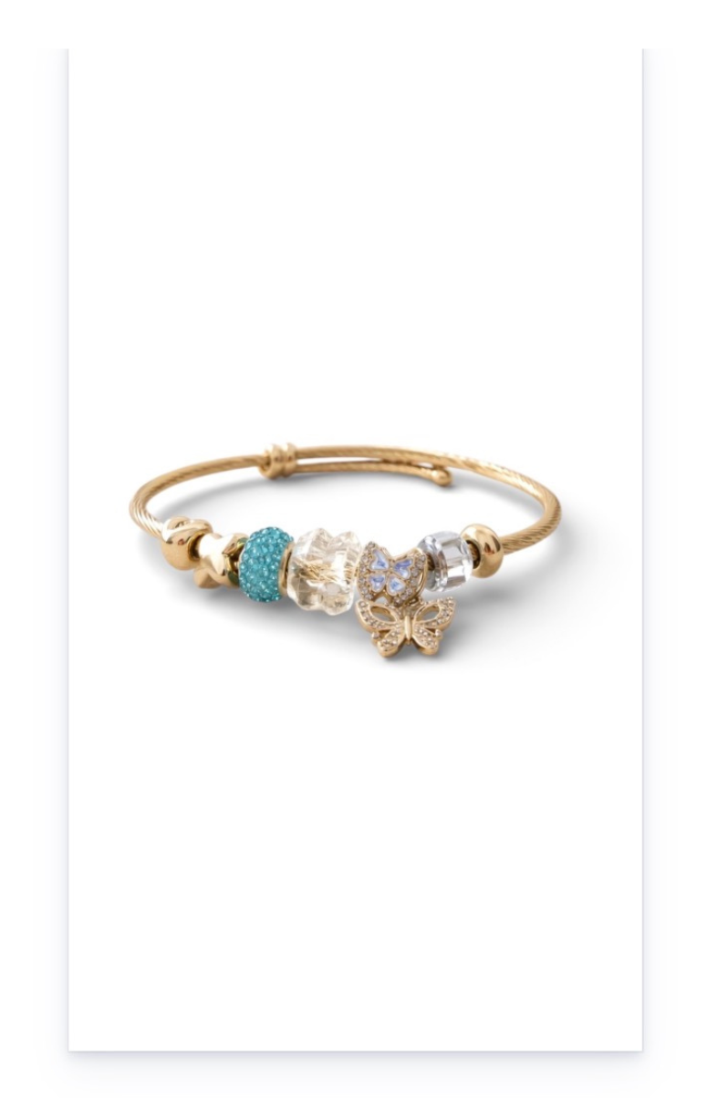 Stainless steel bracelet with dangling charms