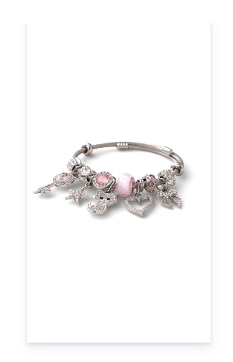 Stainless steel bracelet with dangling charms