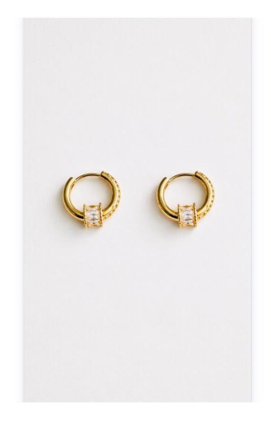 Copper-Gold plated Hoop earrings zircon Inlay