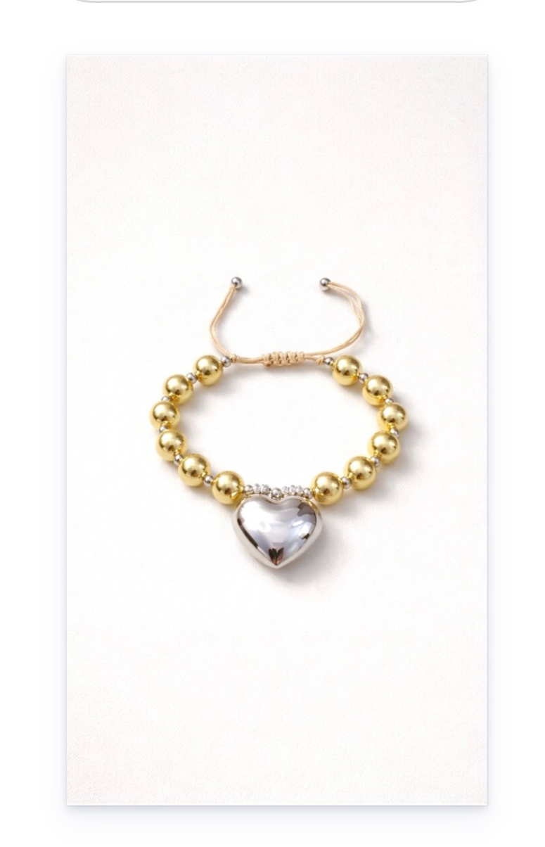 Titanium steel 18k Gold plated heart pendant bracelet