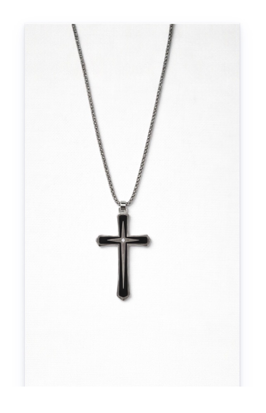 Titanium Steel Chain with Cross Pendant – Urban Hip Hop Style for Men