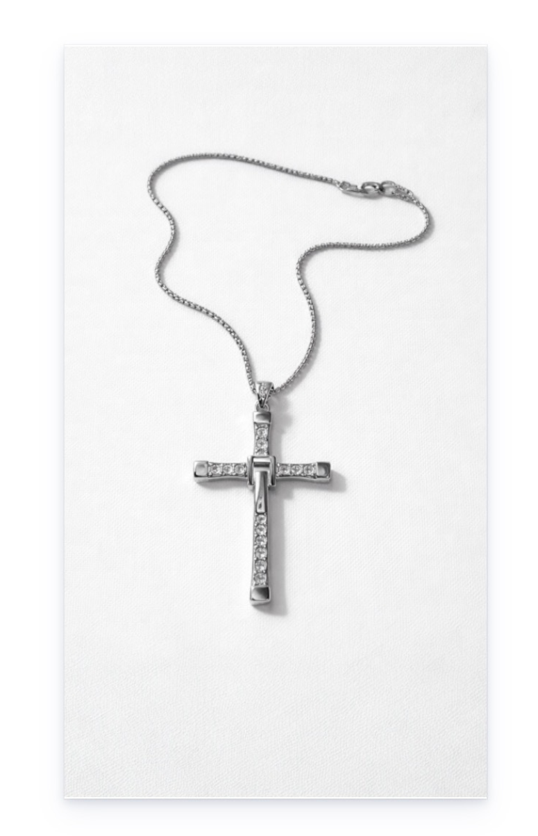 Sleek Stainless Steel Necklace with 18K Gold Plating and Cross Charm