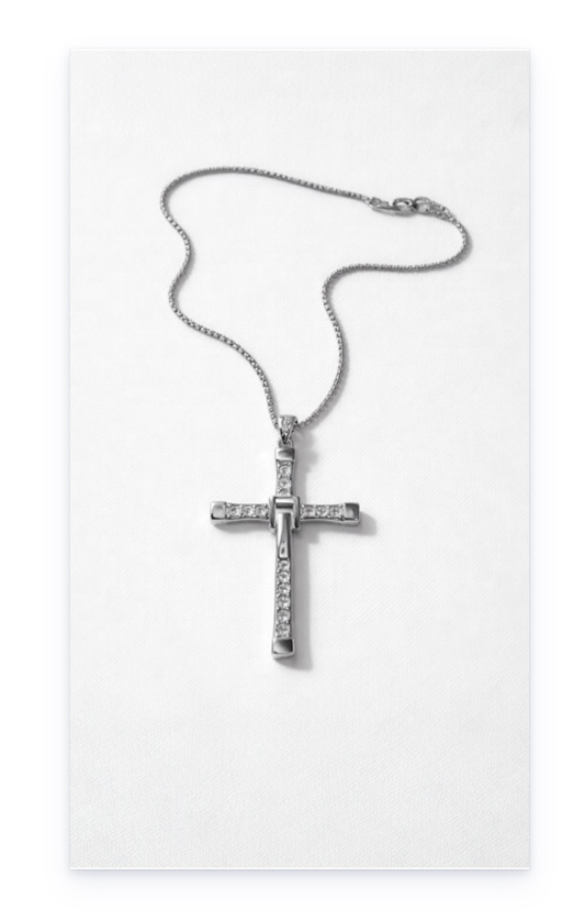 Sleek Stainless Steel Necklace with 18K Gold Plating and Cross Charm