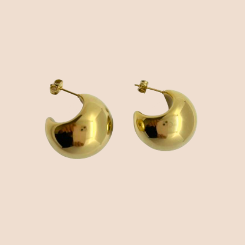 Stainless Steel 14k Gold-Plated Ear Studs