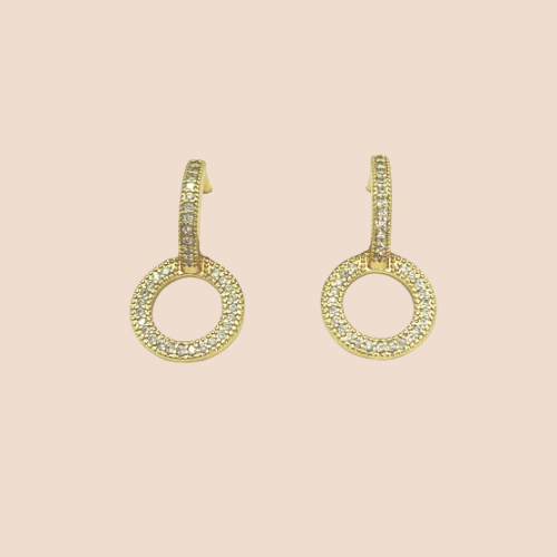 Gold-Plated Copper Ear Studs with Zircons inlay