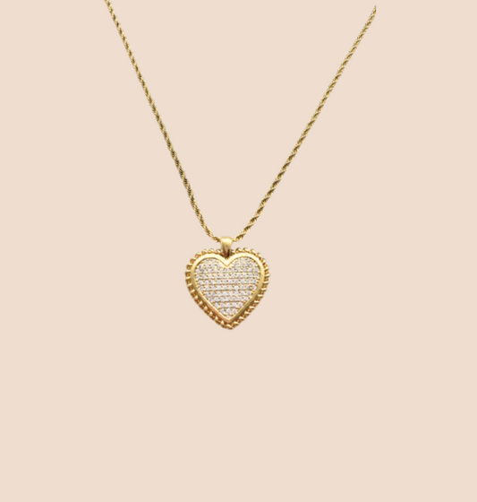 Heart Pendant Necklace with Sparkling Zircon Accents