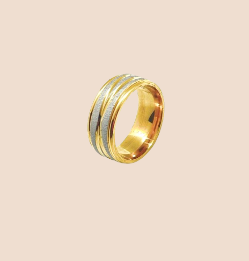 14K Gold-Plated Titanium and Steel Band Ring