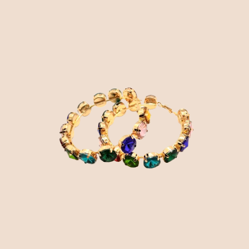 Chic Oversized Hoop Earrings with artificial Rhinestone Inlay