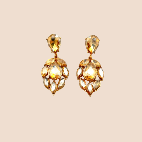 Glamorous Drop Earrings with Artificial Rhinestones