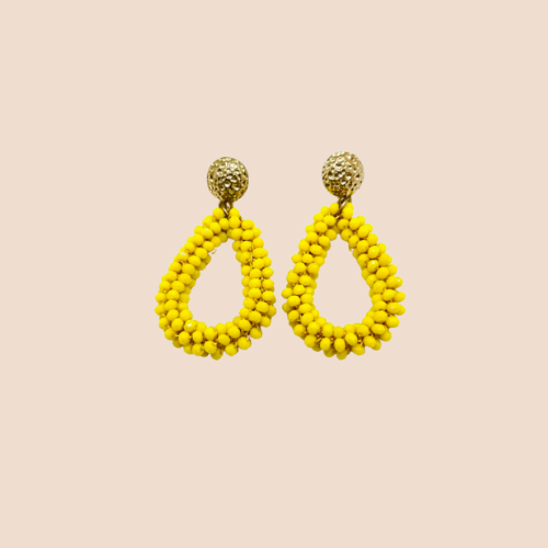 Handmade Intense Yellow Drop Bead Earrings