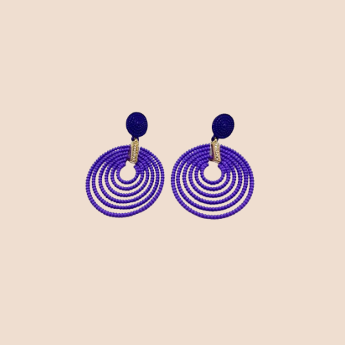 Beautiful Purple Resin Earrings with Imitation Zirconia Details