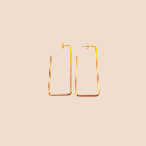 Gold-Plated-stainless steel Rectangular Hoop Earrings