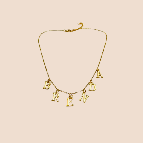 Gold-Plated Thin Chain Necklace with Personalized Charm