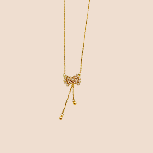 Delicate Gold-Plated Link Chain Necklace with Bun-Shaped Pendant