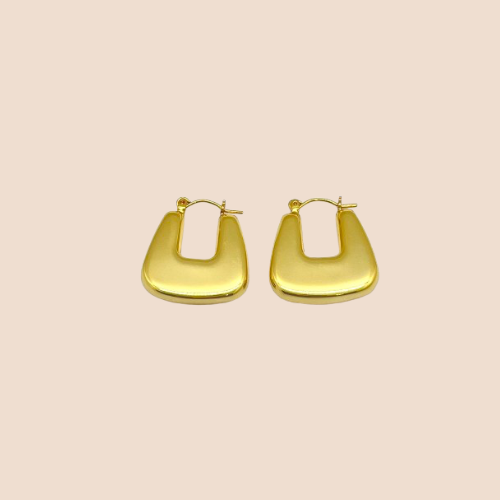 Stainless steel-Gold plated hoop earrings