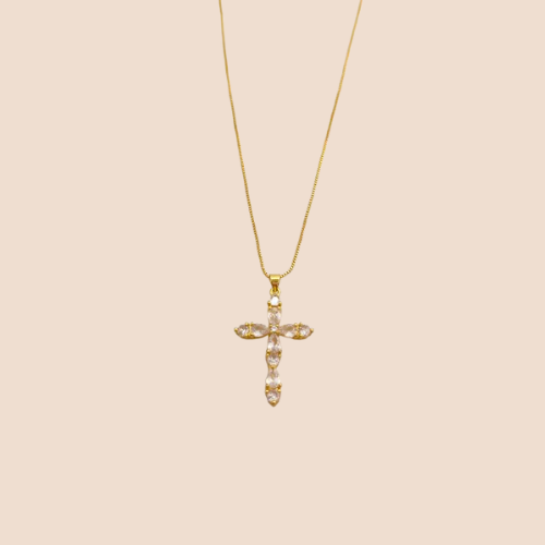 18k Gold Plated Copper Chain with Cross Pendant