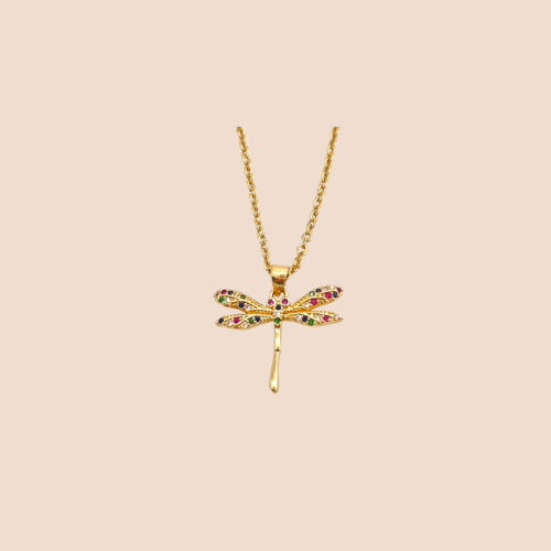 Gold Plated Copper Chain with Dragonfly Pendant