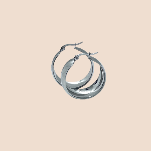 Wide Curve Stainless Steel Hoop Earrings