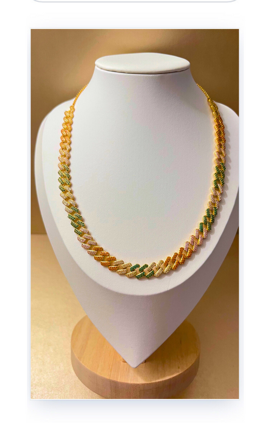 Adjustable Gold plated Necklace Zircon Inlay
