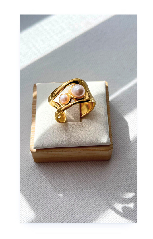 Stainless steel & Imitation pearl inlay