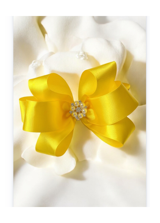 Yellow cute bow hair clip