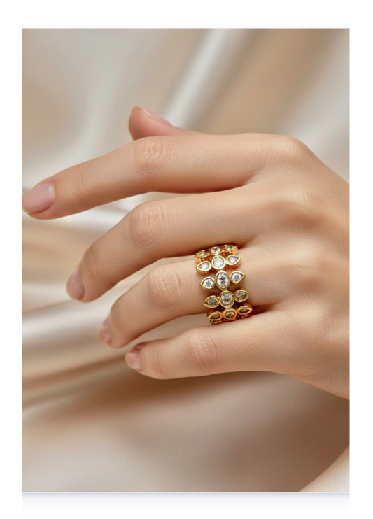 White Zircon Stainless Steel Ring