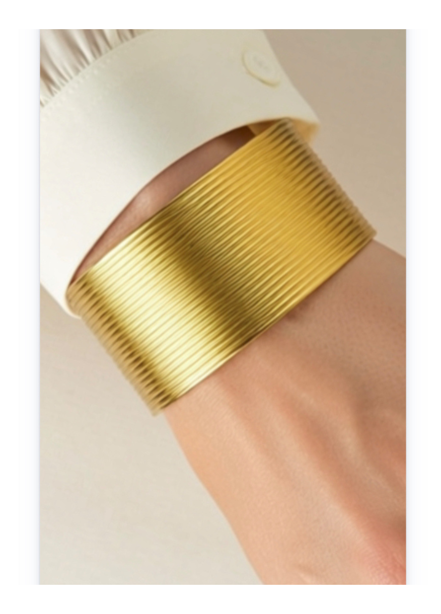 Stainless Steel 14K Gold Plated Cuff Bracelet