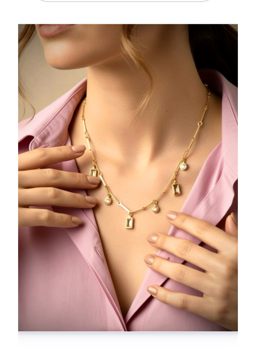 Stainless Steel-18k Gold plated charms necklace
