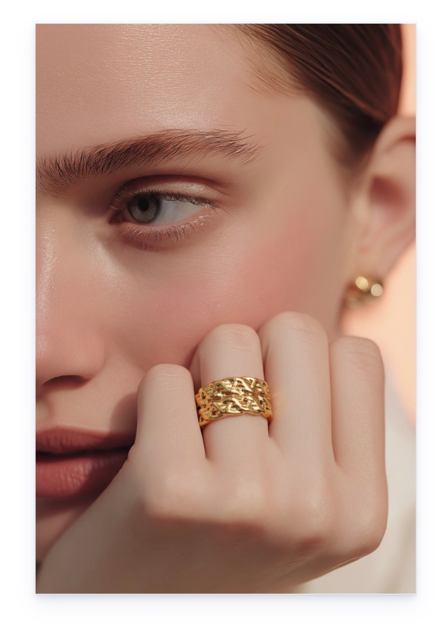 Adjustable-Gold-Plated Stainless Steel Open Ring