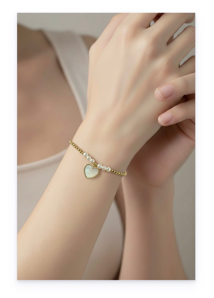 18K Gold-Plated- Copper adjustable bracelet with Charms