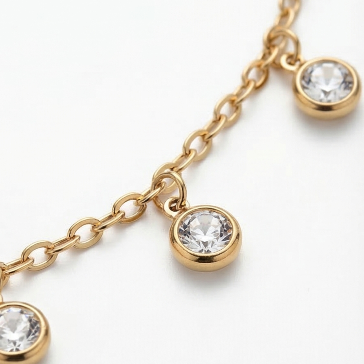 Stainless steel- 18k gold plated Cubic Zirconia synthetic Charms Necklace