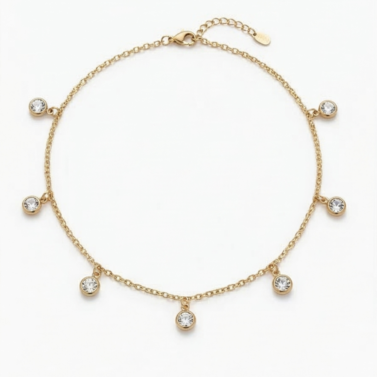 Stainless steel- 18k gold plated Cubic Zirconia synthetic Charms Necklace