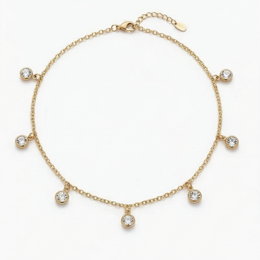 Stainless steel- 18k gold plated Cubic Zirconia synthetic Charms Necklace